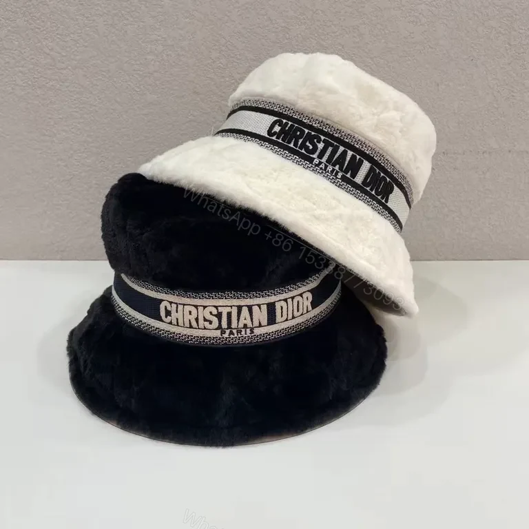 View 3 of Cozy Luxe Black Faux Fur Bucket Hat - Dior Signature Style
