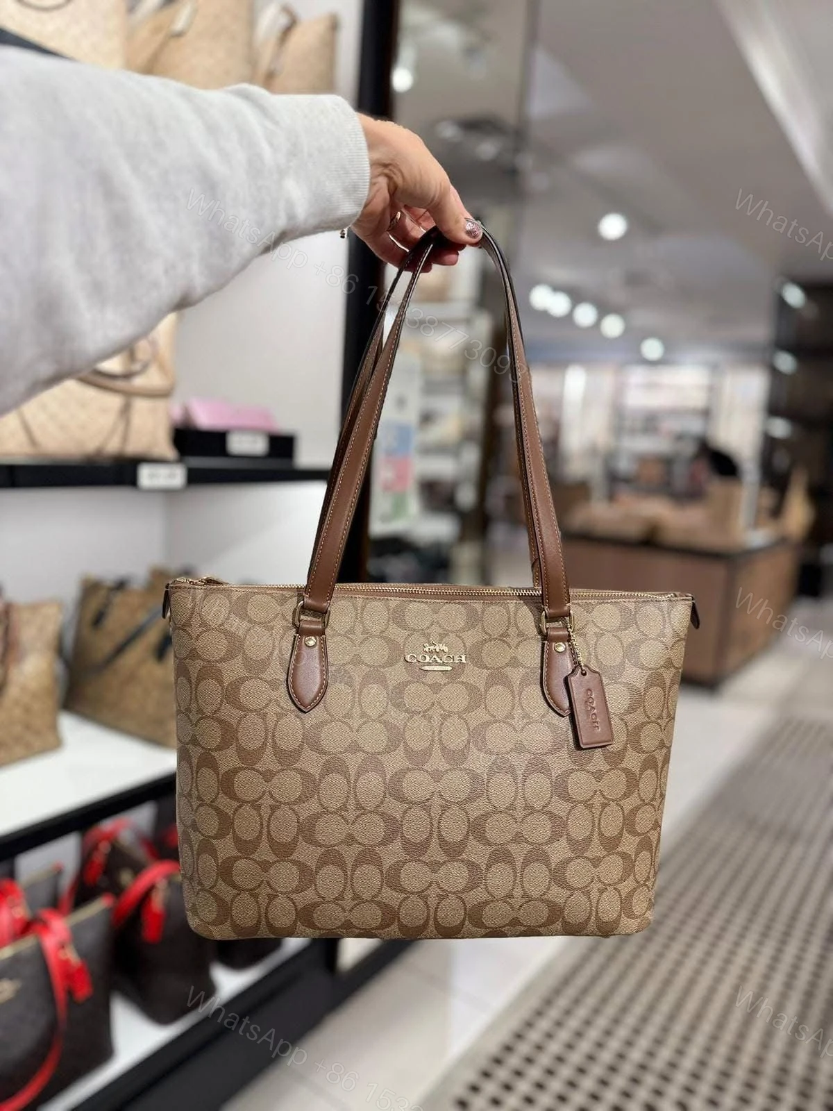 View 13 of Coach Signature City Top Zip Tote Bag First Copy | Premium Replica Designer Handbag