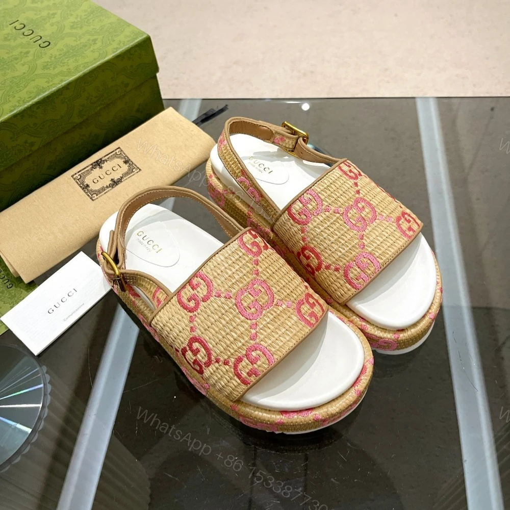 View 2 of Gucci GG Platform Sandals Beige Pink