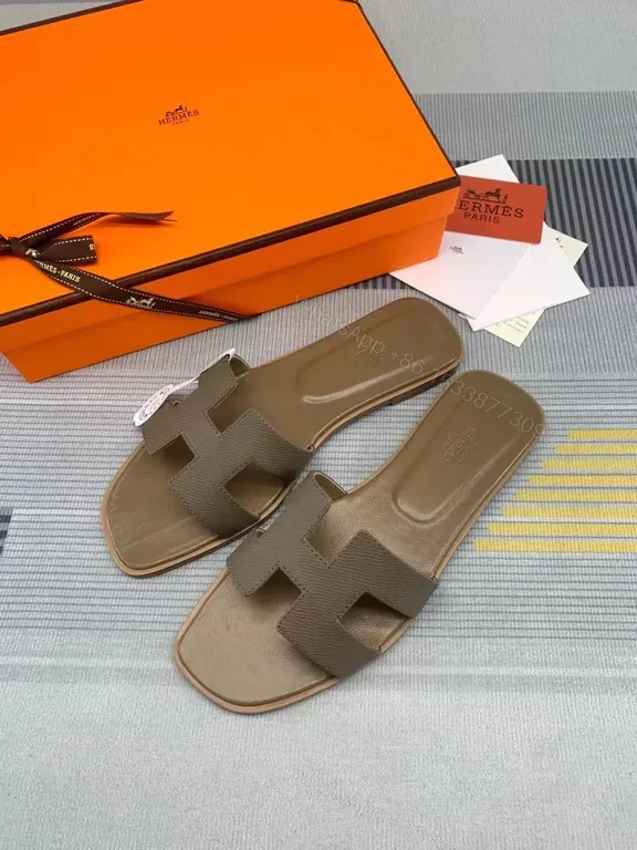 View 5 of Taupe Leather Slide â€“ Hermes-Inspired, All-Day Comfort Chaira