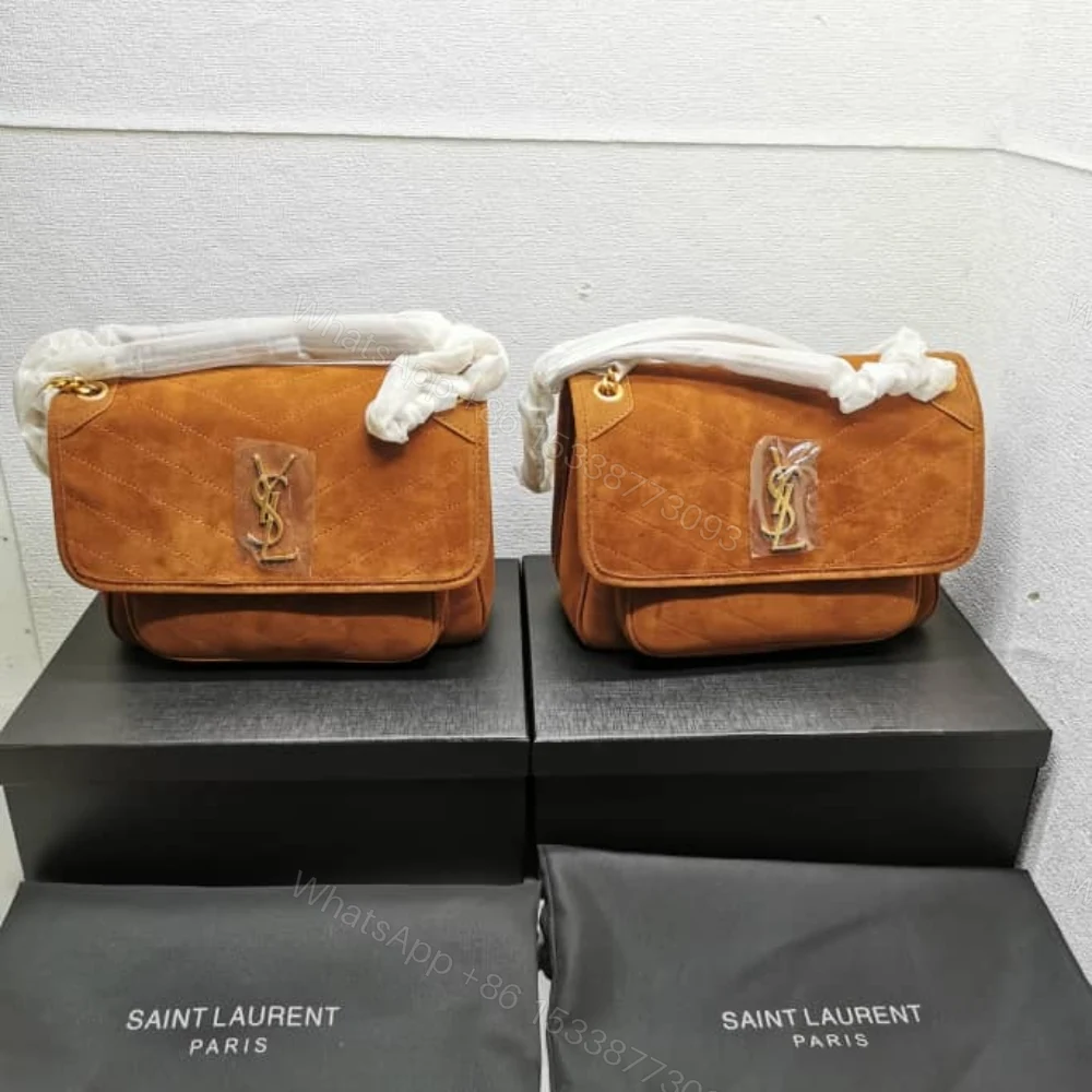 View 6 of Saint Laurent Niki Baby Chain Bag In Suede Brown 28Cm