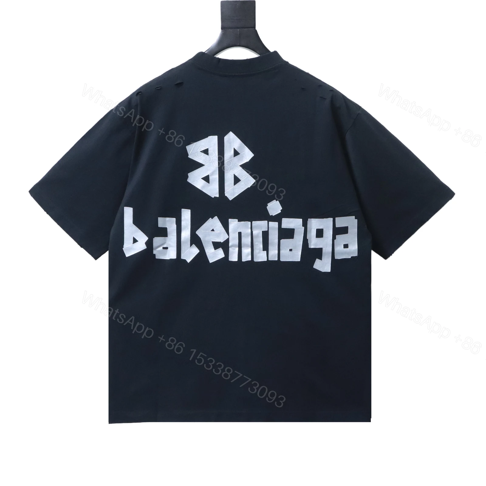 View 12 of Balenciaga Clothes 25SS American Paper Tape Short-Sleeve T-Shirt black