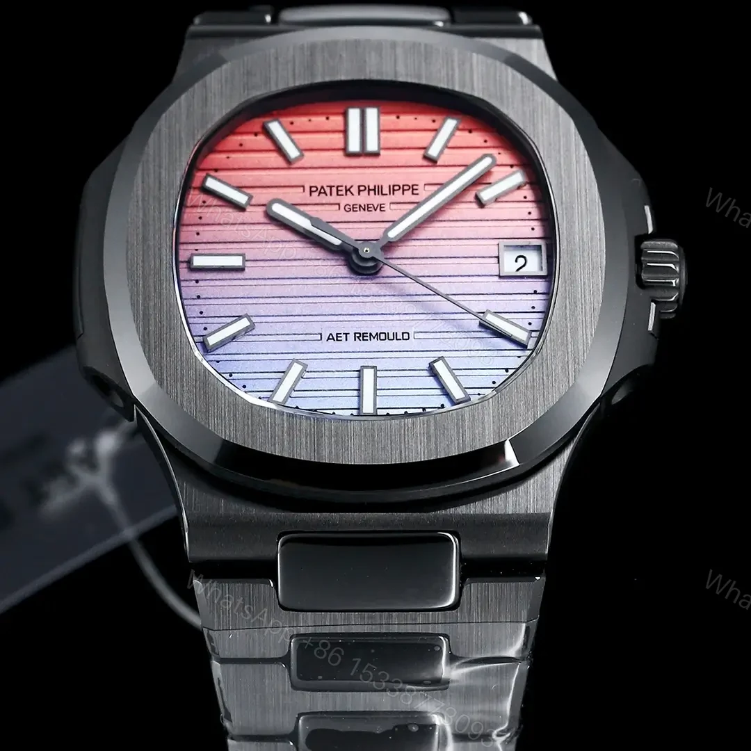View 4 of Patek Philippe Gradient Black Nautilus Ceramic Bracelet Pink Blue Dial 40mm PP-NAU-GRAD-PBL-CER40
