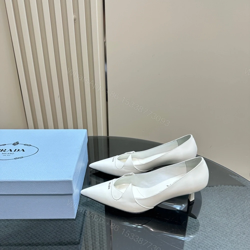 View 2 of 高仿Prada*1I976M尖頭走秀款高踭鞋5.5CM白色免檢版