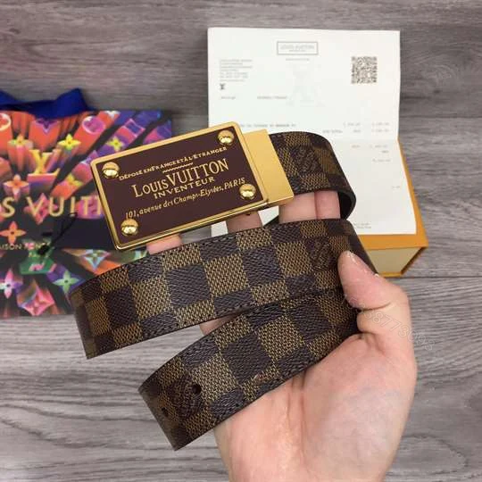 View 3 of LOUIS VUITTON INVENTEUR DAMIER EBENE/GRAPHITE BELT – B159