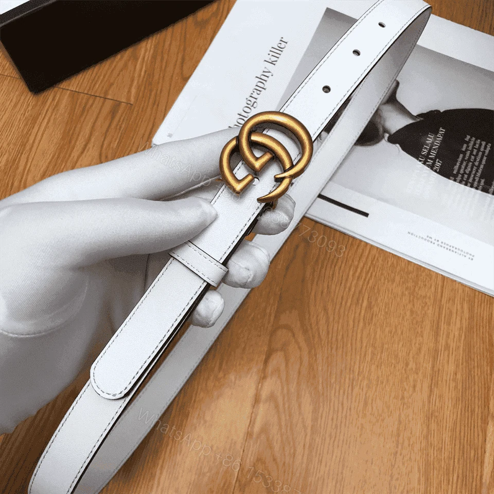 View 5 of GUCCI WHITE LEATHER BELT WITH DOUBLE G BUCKLE – B15
