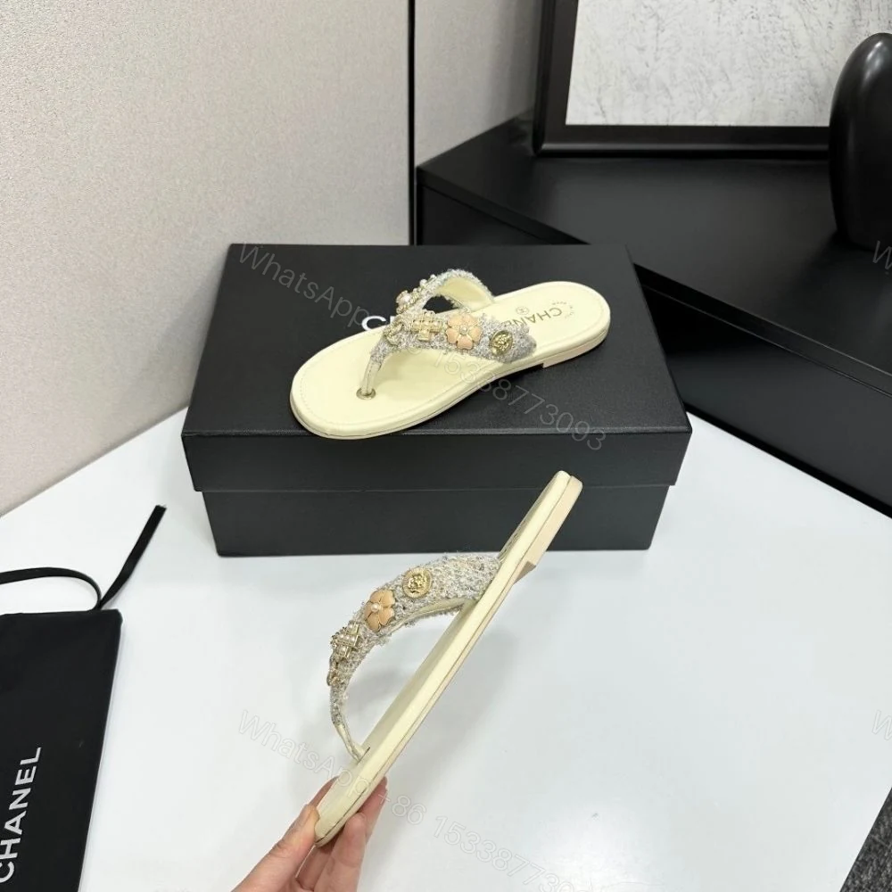 View 9 of Chanel Thong Jewel Embellished Cream