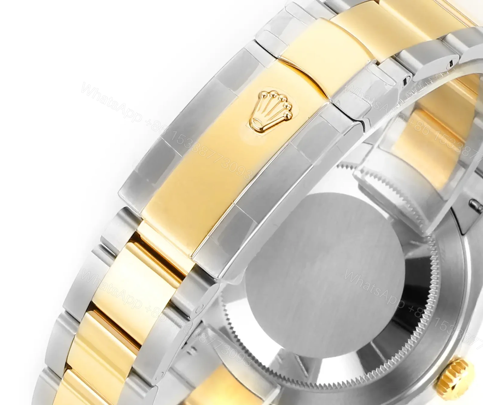 View 9 of Rolex Datejust 41 Yellow Rolesor Fluted Oyster Black Dial Watch 126333-0013