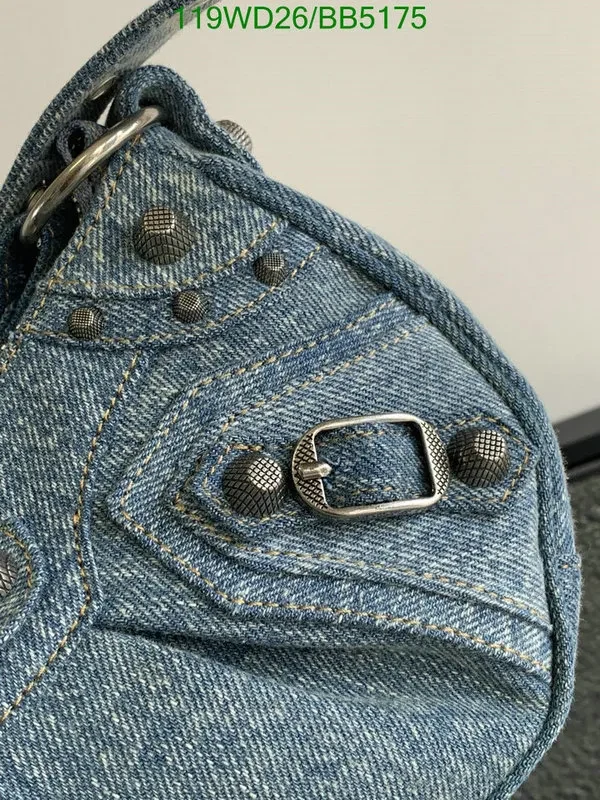 View 6 of Le Cagole Small Shoulder Bag Denim with Rhinestones Fake Balenciaga 6K8M45