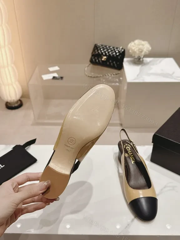 View 7 of Chanel-Inspired Block Heel Slingbacks: Subtle Contrast