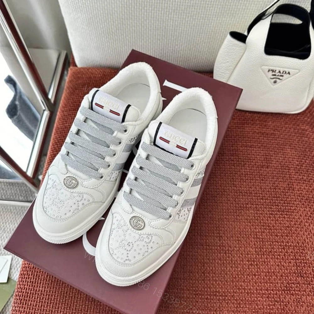 View 2 of Gucci Women’S GG Ctystal Screener Sneaker White ‎732193 FADQ7 9096