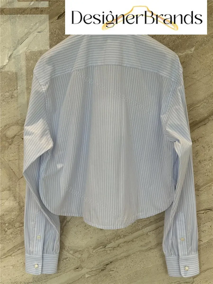 View 8 of Chanel Blue and White Striped Long-Sleeve Shirt