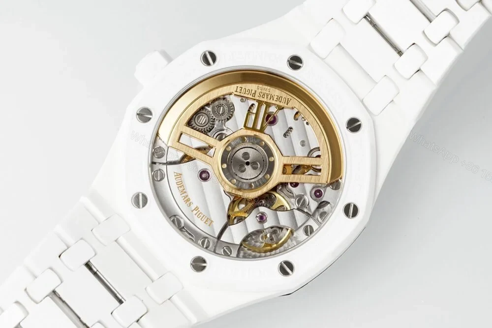 View 4 of Replica AP Royal Oak White Ceramic Black Dial 41mm