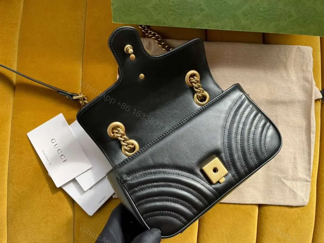View 4 of Gucci Marmont Like Auth Luxury Women’s Black Handbag 22cm