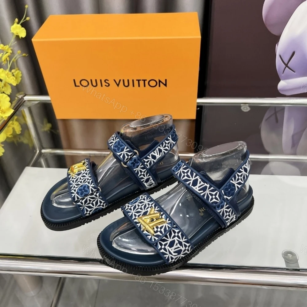 View 2 of LOUIS VUITTON LV SUNSET FLAT COMFORT SANDAL NAVY BLUE 1AHNKD