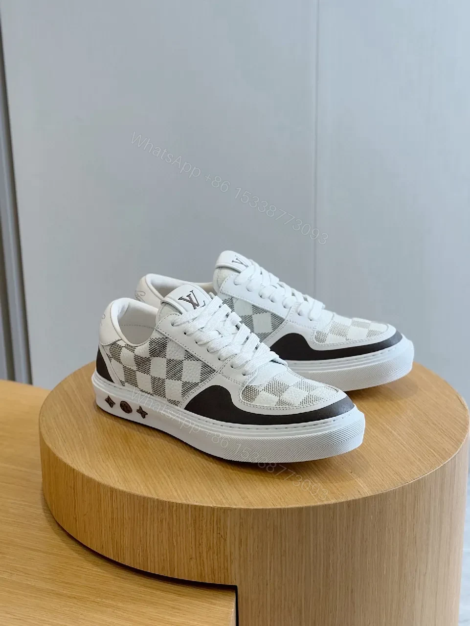 View 7 of Monochrome Checkerboard Sneakers with Signature LV Touch