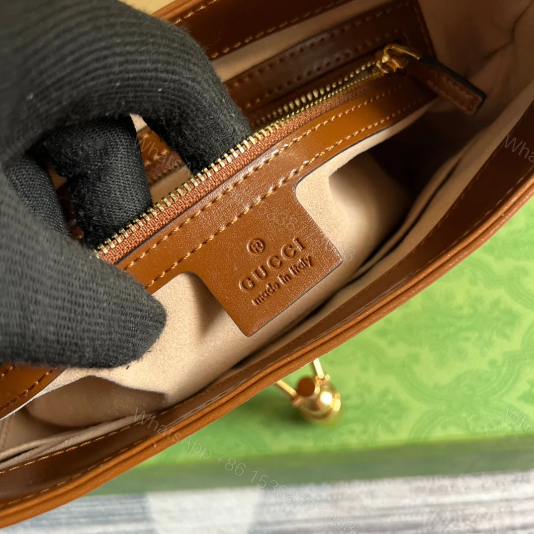 View 8 of GG JACKIE SMALL 28 SHOULDER BAG IN CINNAMON BROWN CALFSKIN