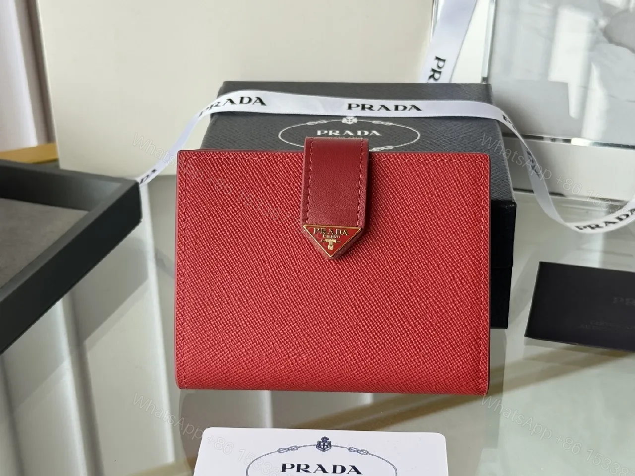View 12 of Bold Red Saffiano Wallet: Compact Luxury for Everyday Use