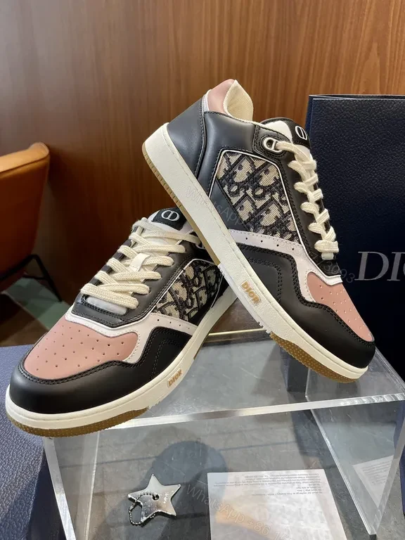 View 4 of Refined Dior-Inspired High-Top Sneakers with Monogram Detailing