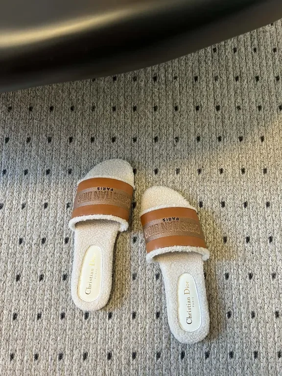 View 8 of Cozy Couture Plush Sliders with Leather Straps - Luxury House Sandals