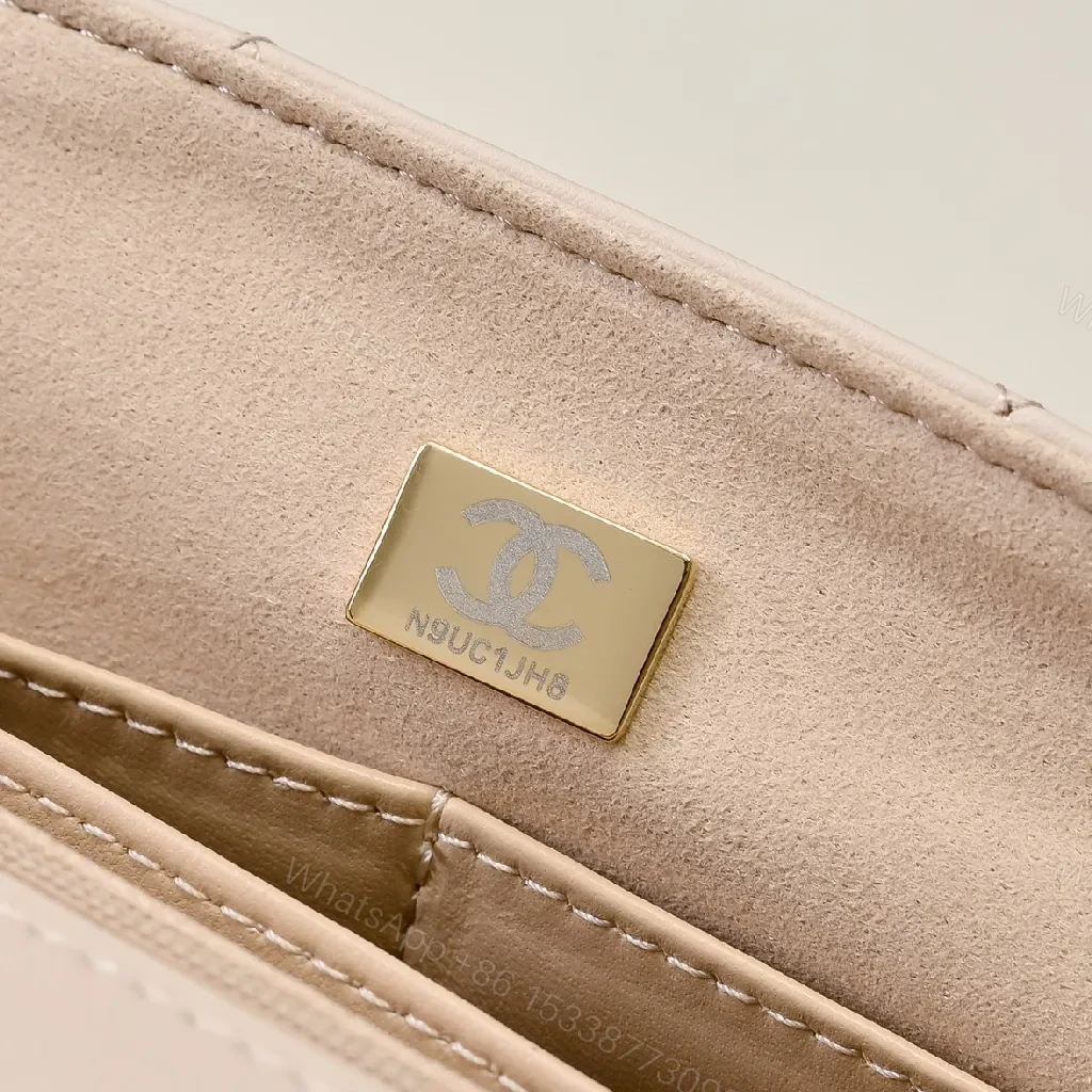 View 6 of Quilted Beige Calfskin Bag with Gold Hardware, Luxe Everyday