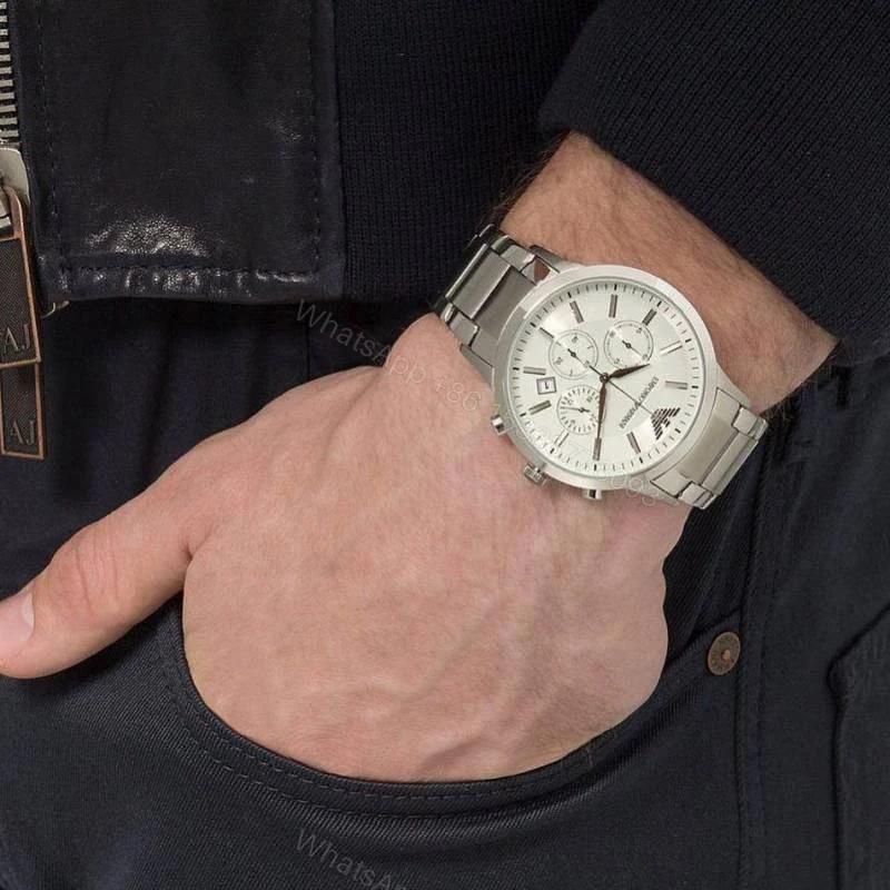 View 2 of First Copy Emporio Armani Classic Silver White Luxury Watch