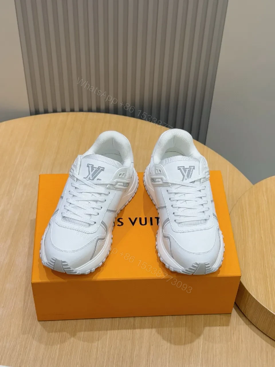 View 4 of White Leather Luxury Trainers with Structured Comfort