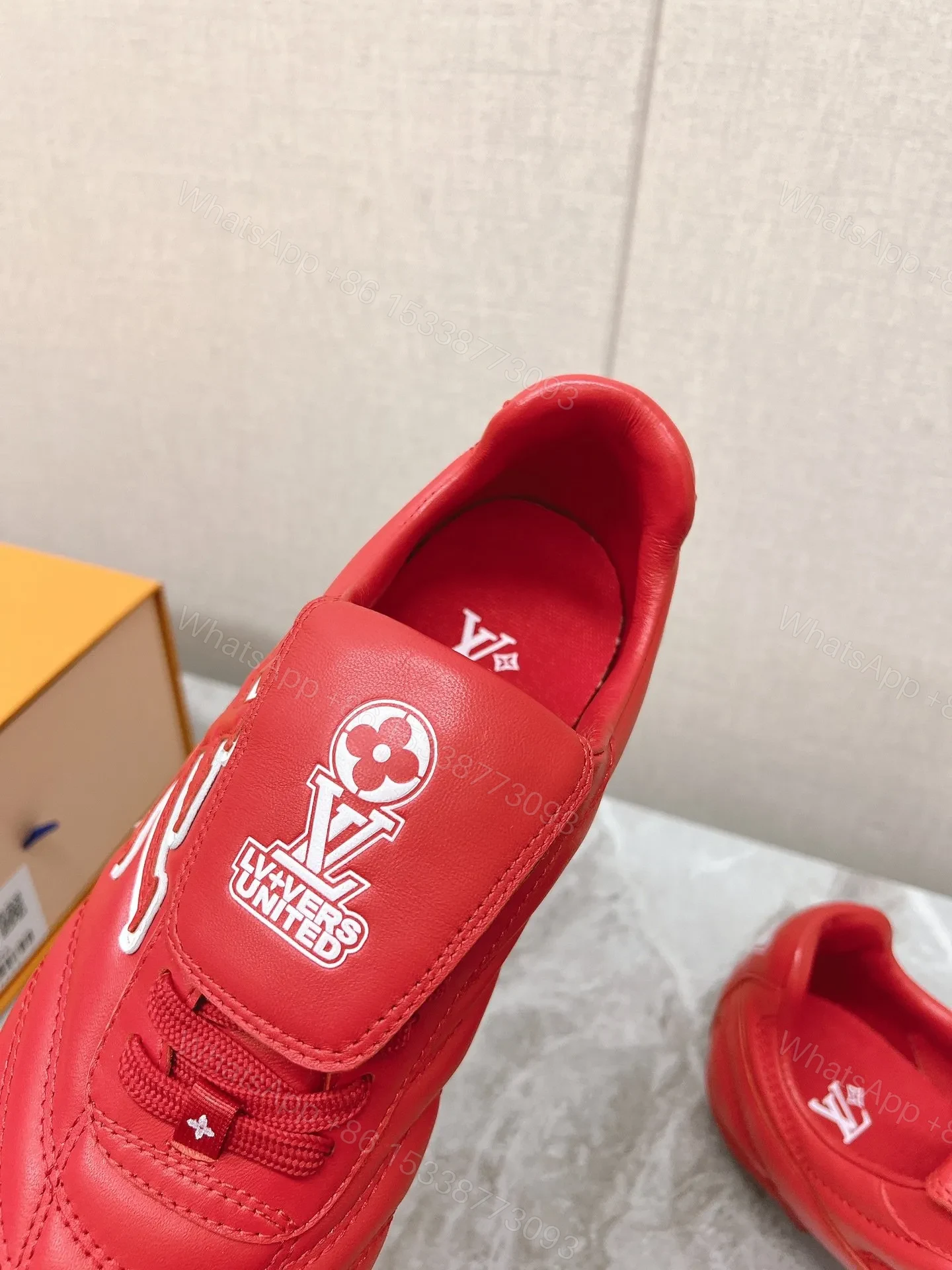 View 2 of LV Women Red Leather Sneakers