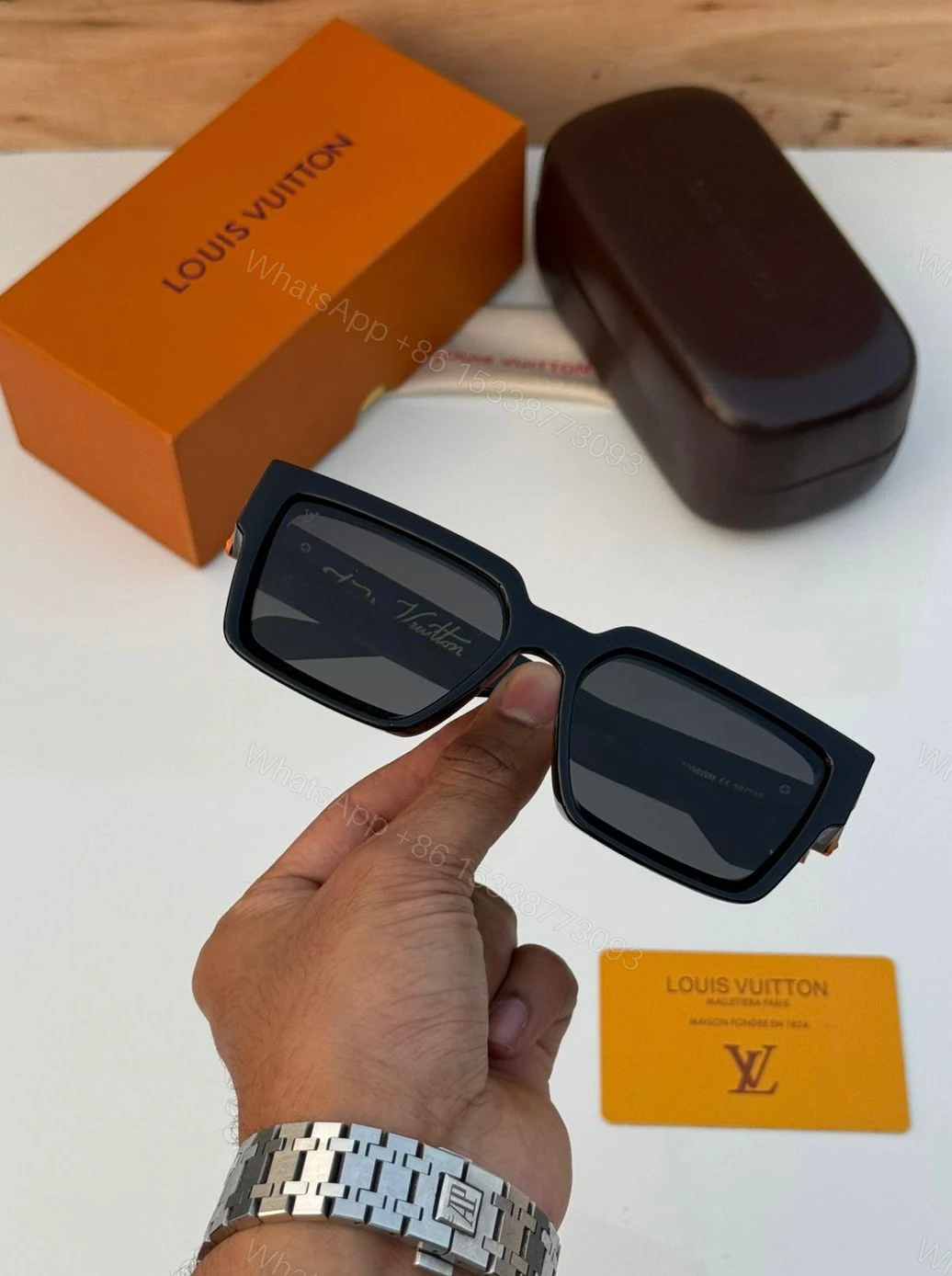 View 2 of Louis Vuitton 1.1 Millionaires Black-Brown Oversized Acetate