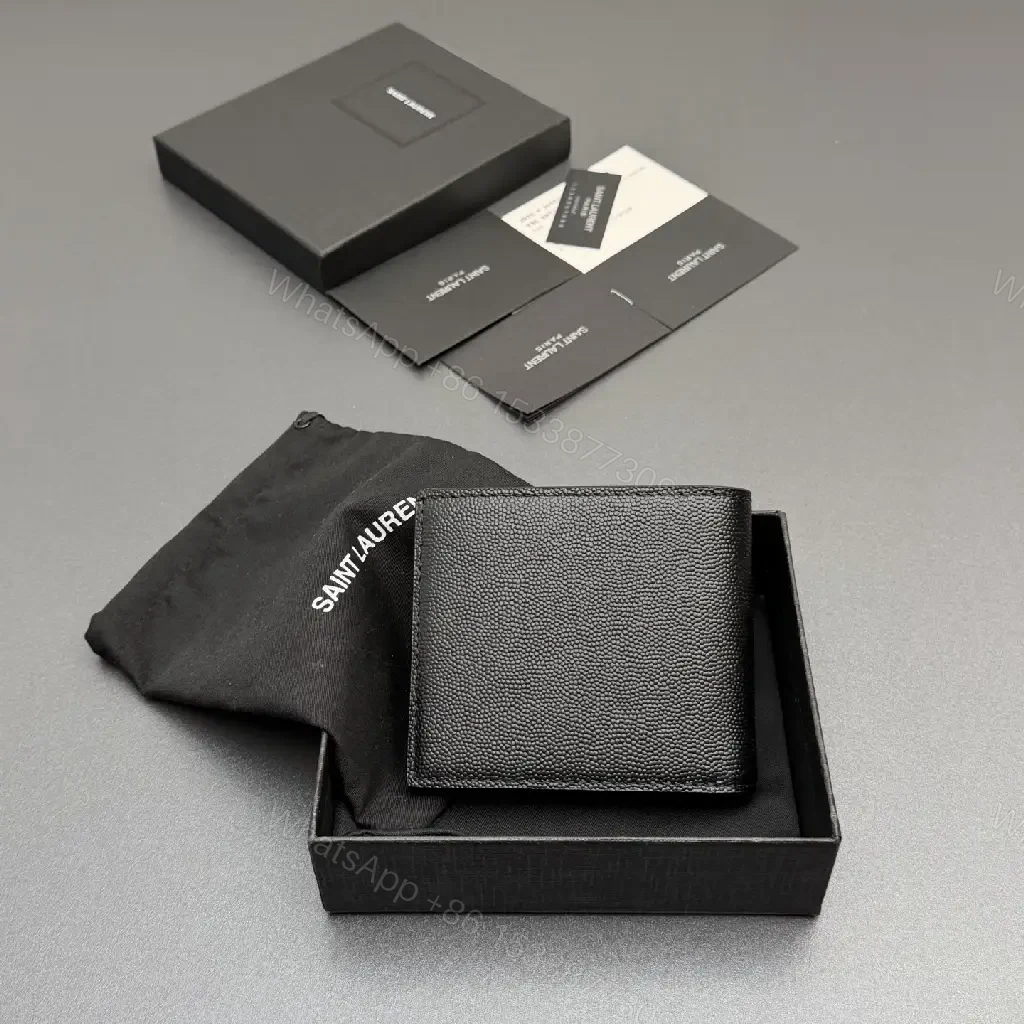 View 6 of Compact Leather Wallet with Signature Hardware - Minimalist Luxury
