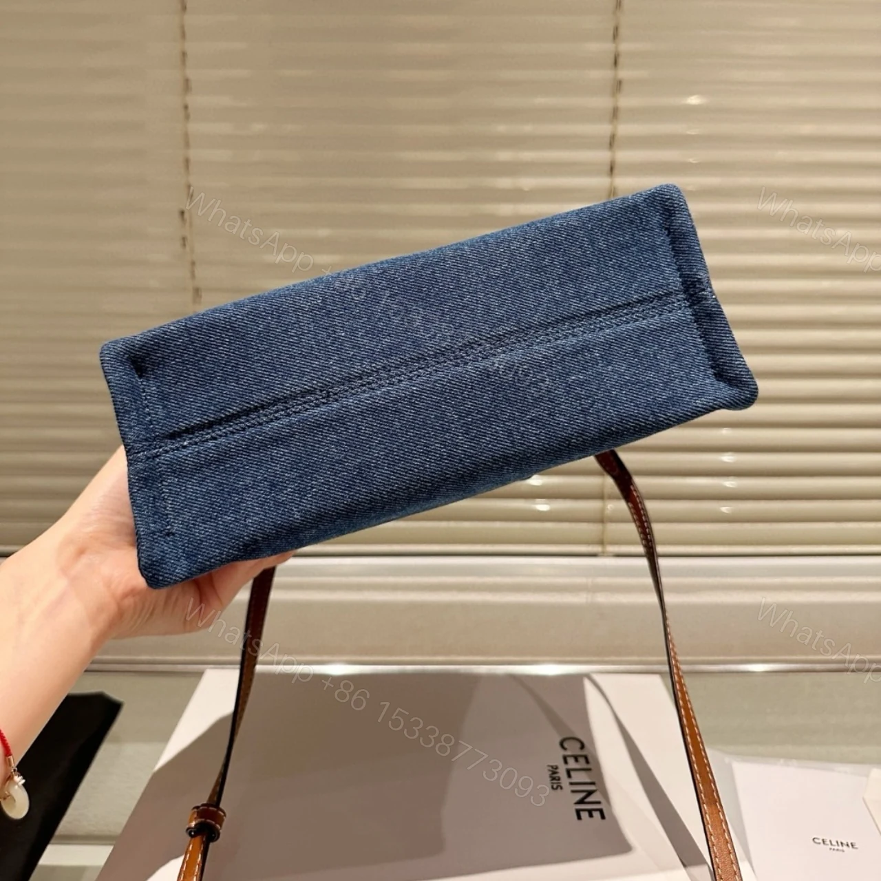 View 5 of CELINE SMALL CABAS TOTE BAG DENIM BLUE 25CM 199162GFF 05BD