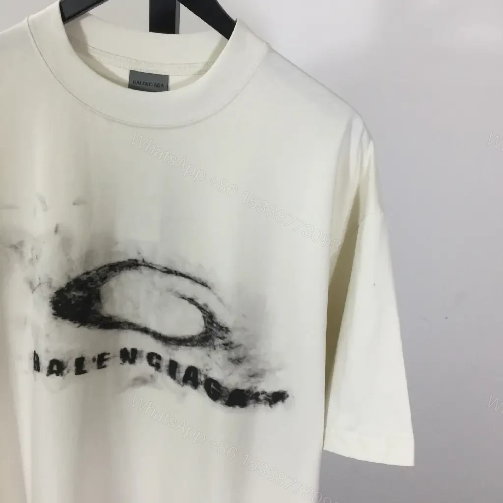 View 6 of Ivory Cotton Oversized Tee – Distressed Logo Streetwear Edge