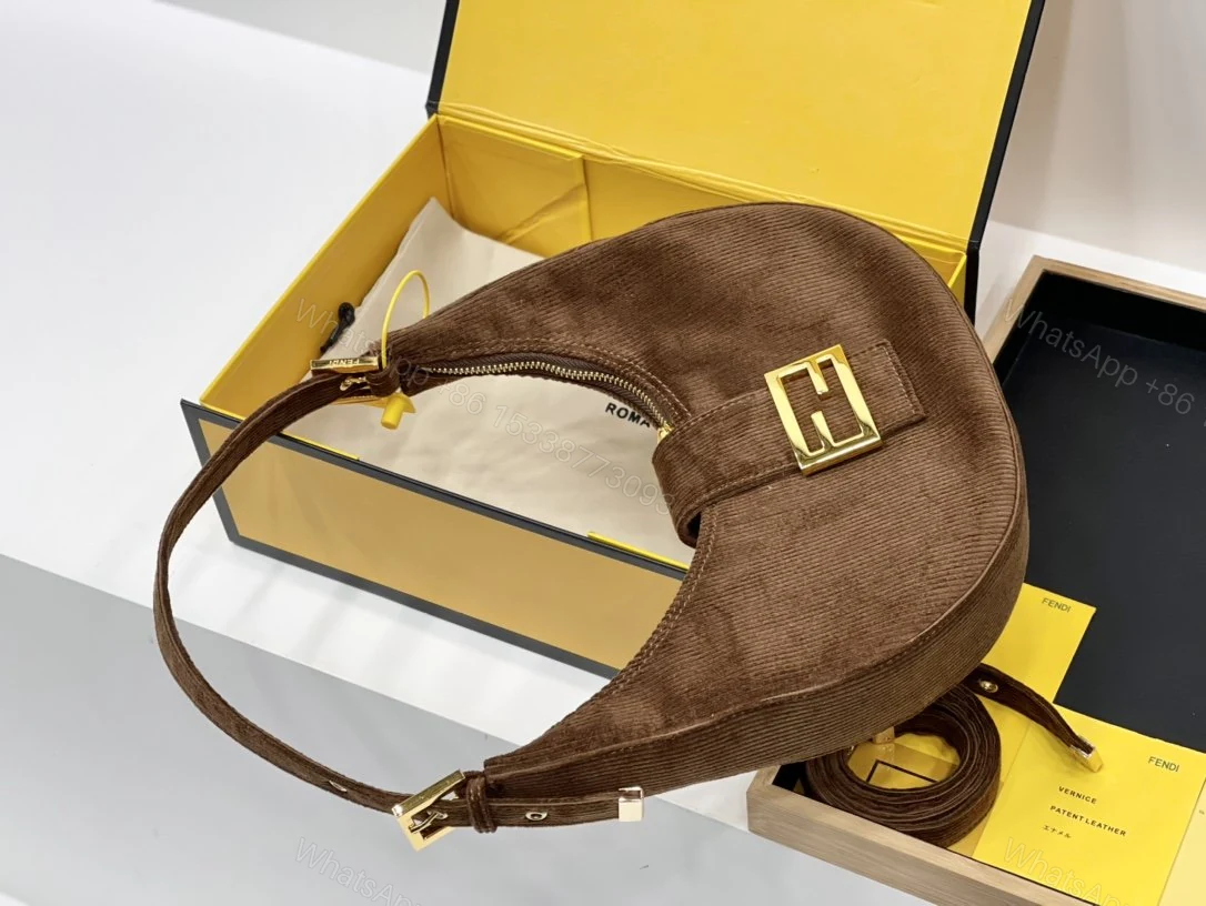 View 9 of Fendi Brown Suede Croissant-Bag