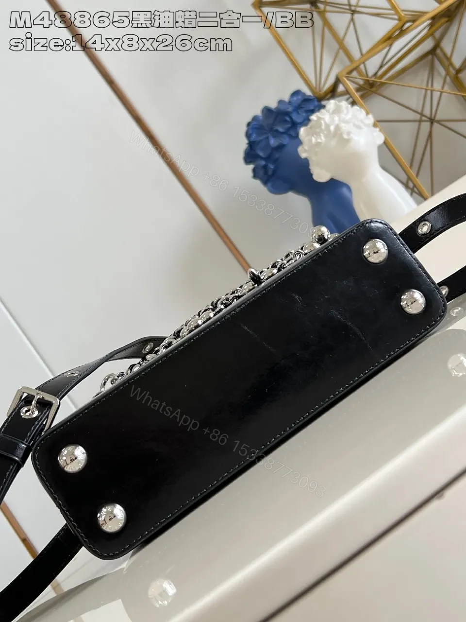View 4 of Chic Glossy Chain Satchel: Black Patent, Luxe Edge