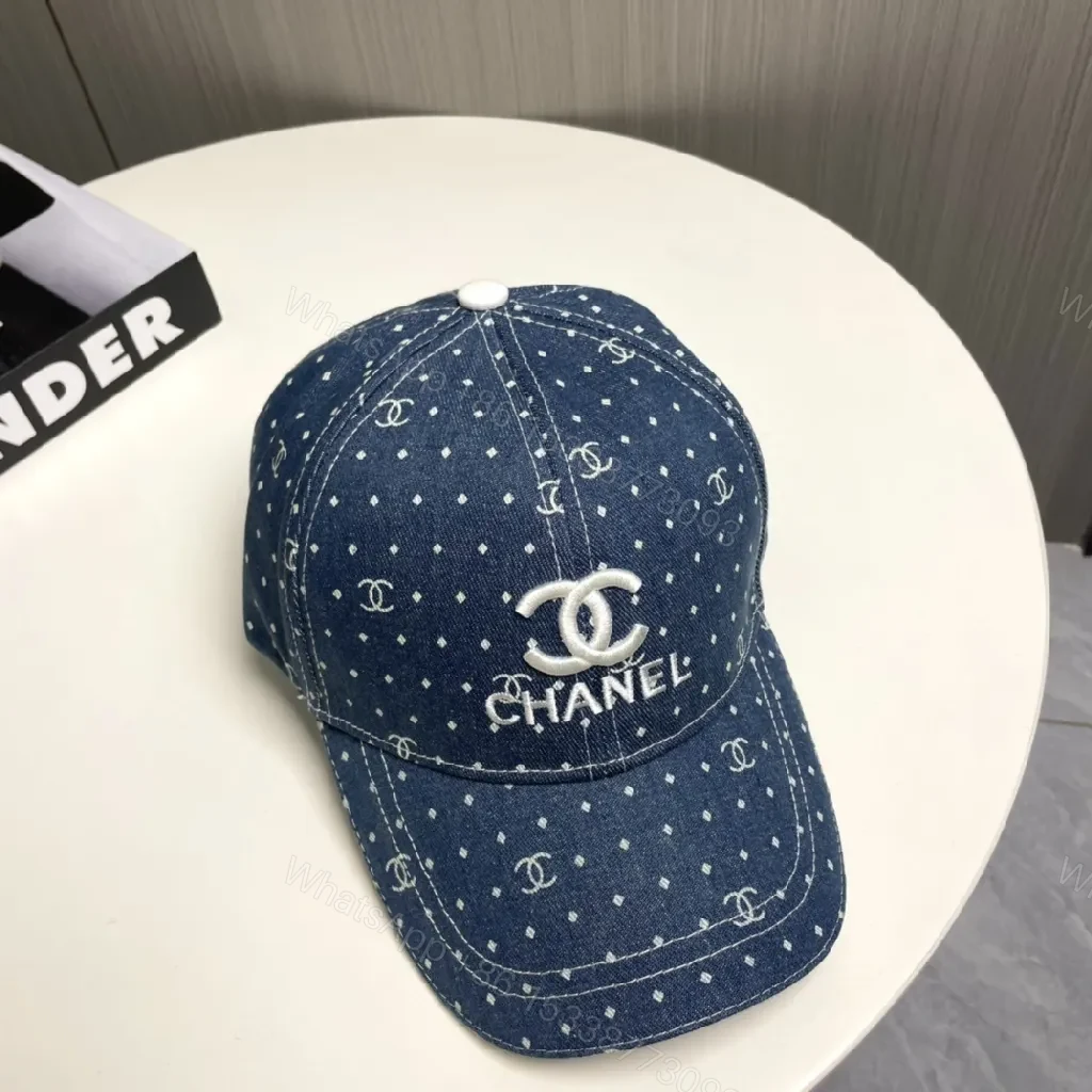 View 5 of Denim Cap with Polka-Detailing: Luxe Everyday Accessory