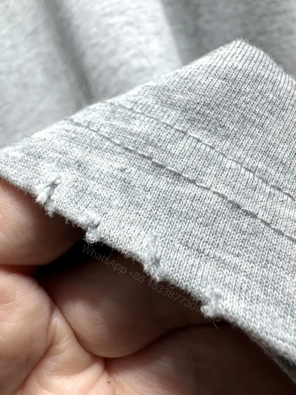 View 6 of Grey Cotton Tee with Subtle LV Embroidery, Relaxed Crewneck, Mid-Weight Comfort