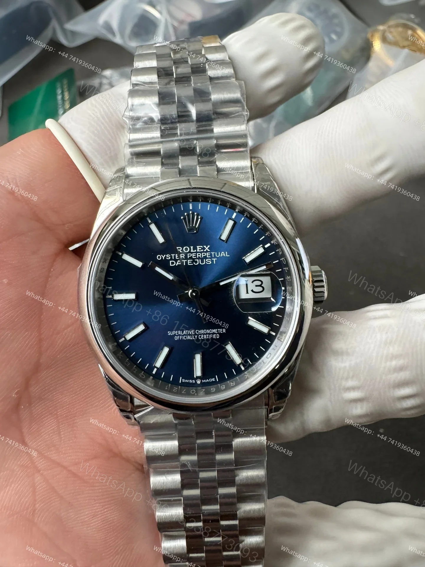 View 9 of Rolex Datejust M126200-0005 Blue Dial 1:1 Replica Jubilee 36MM 3235 Movement Super Clone Watch