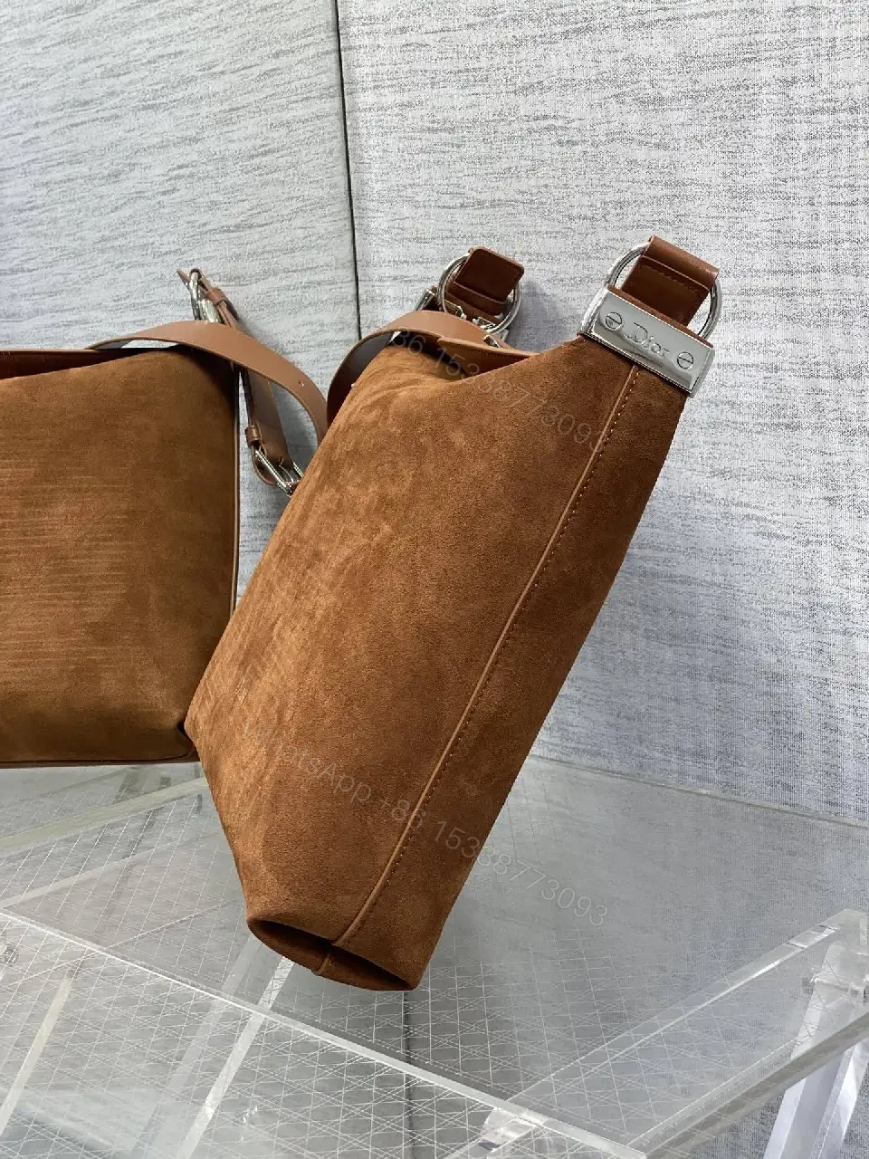 View 7 of Rich Suede Shoulder Bag: Minimalist, Subtle Branding, Crossbody