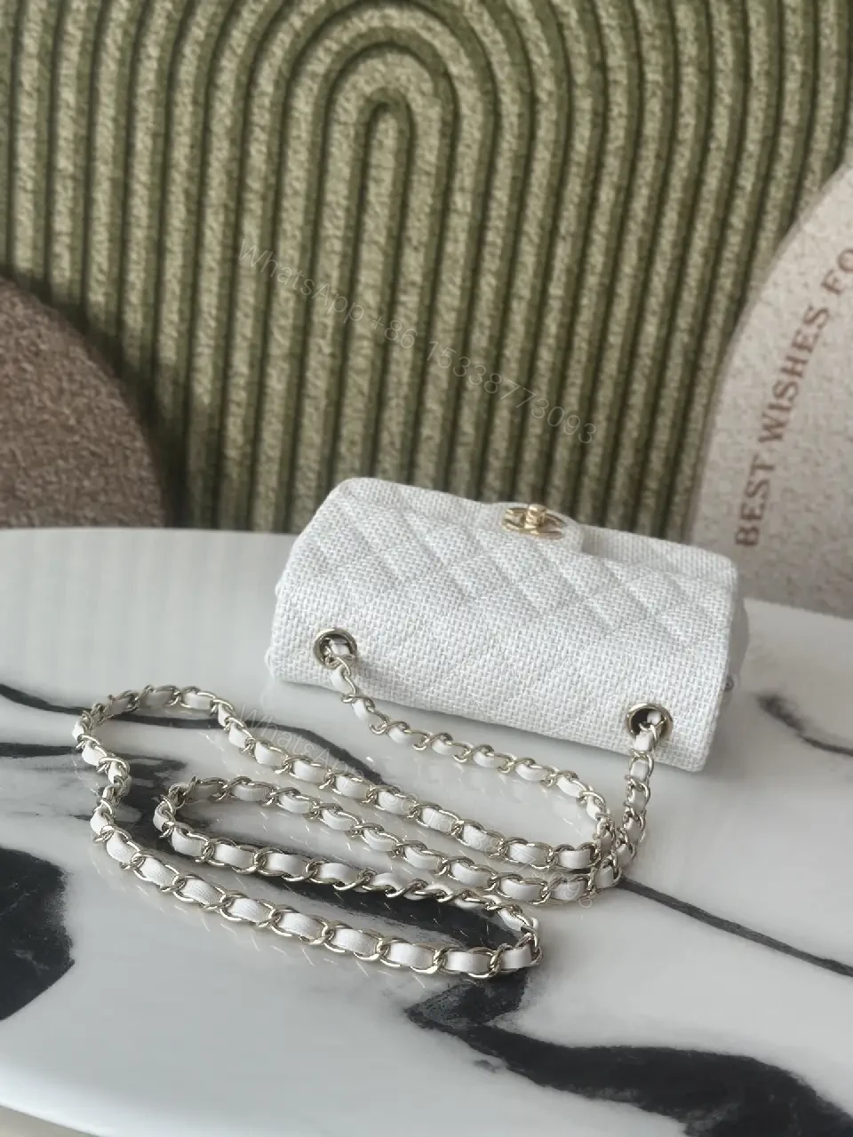 View 6 of Pearl-Gray Quilted Mini Shoulder Bag: Subtle Shine, All-Season Glam