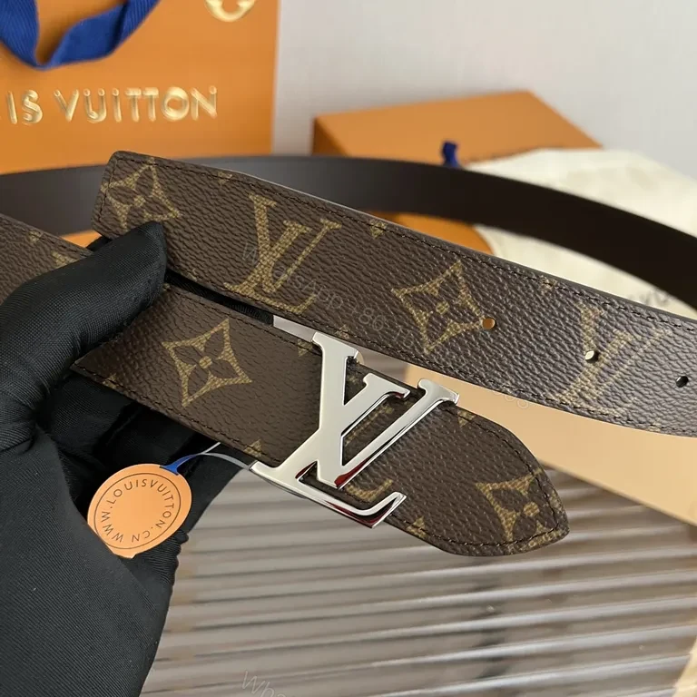 View 2 of Black Leather LV Belt + Silver Logo Buckle + Modern Minimalist + Premium Craftsmanship + Belt