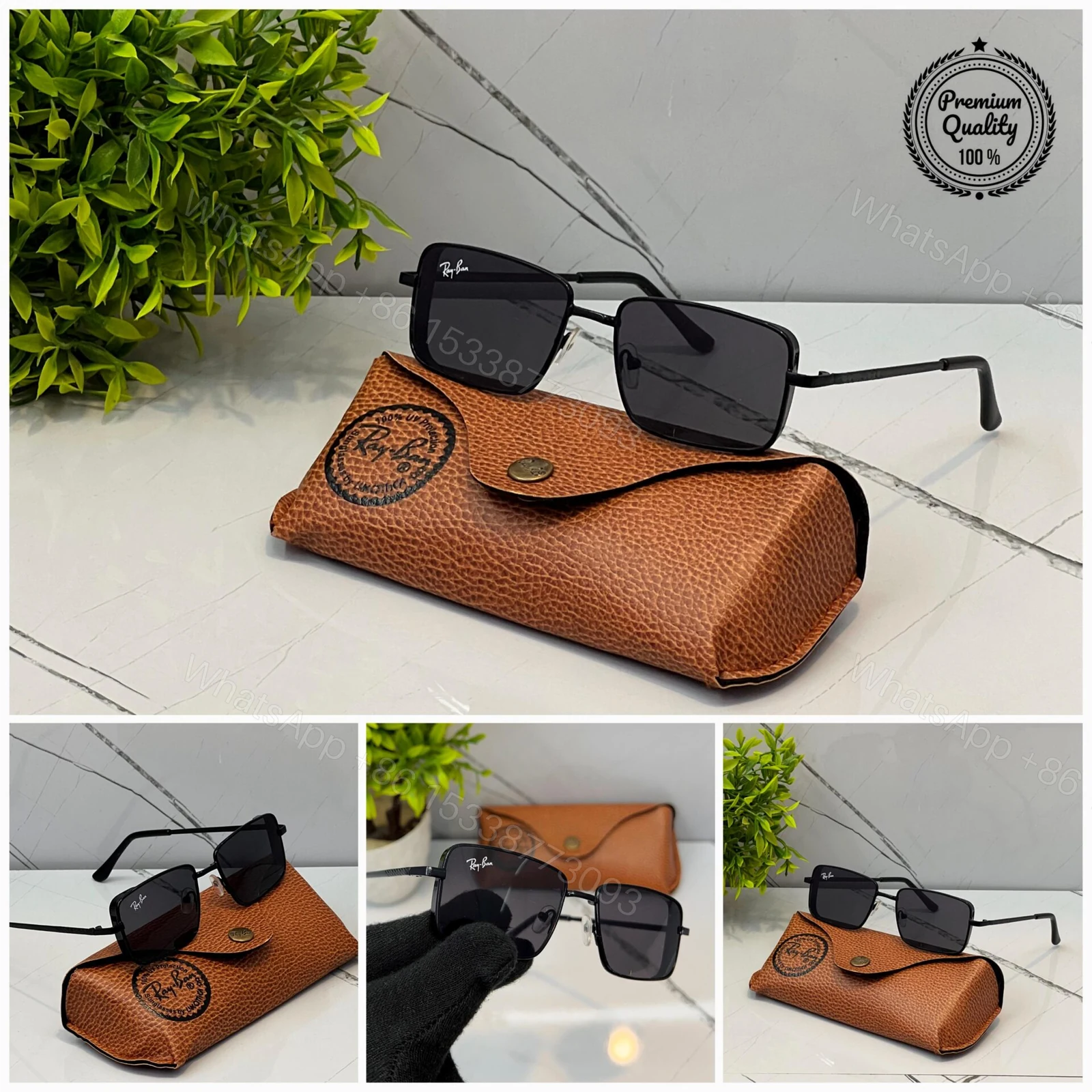 View 2 of Ray-Ban Square Silver Black Lens Sunglasses