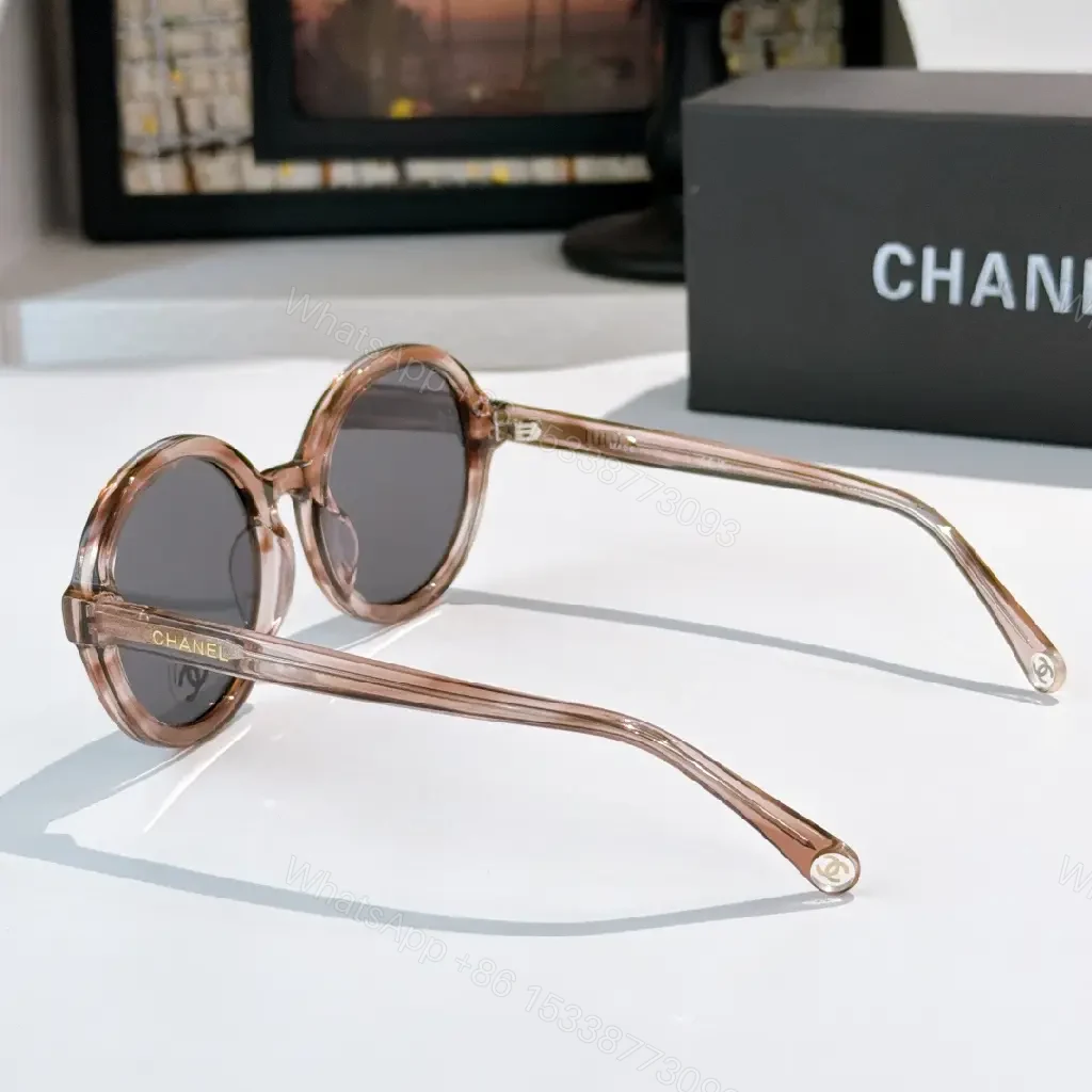 View 3 of Black Frames Round Sunglasses – Oversized, Glossy with Chanel Logo