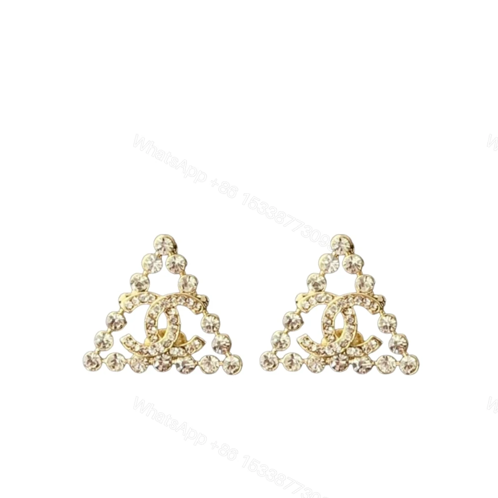 Chanel Cc Logo With Triangular Gemstones Gold Ab2468 B010203 Nk635 — view 1