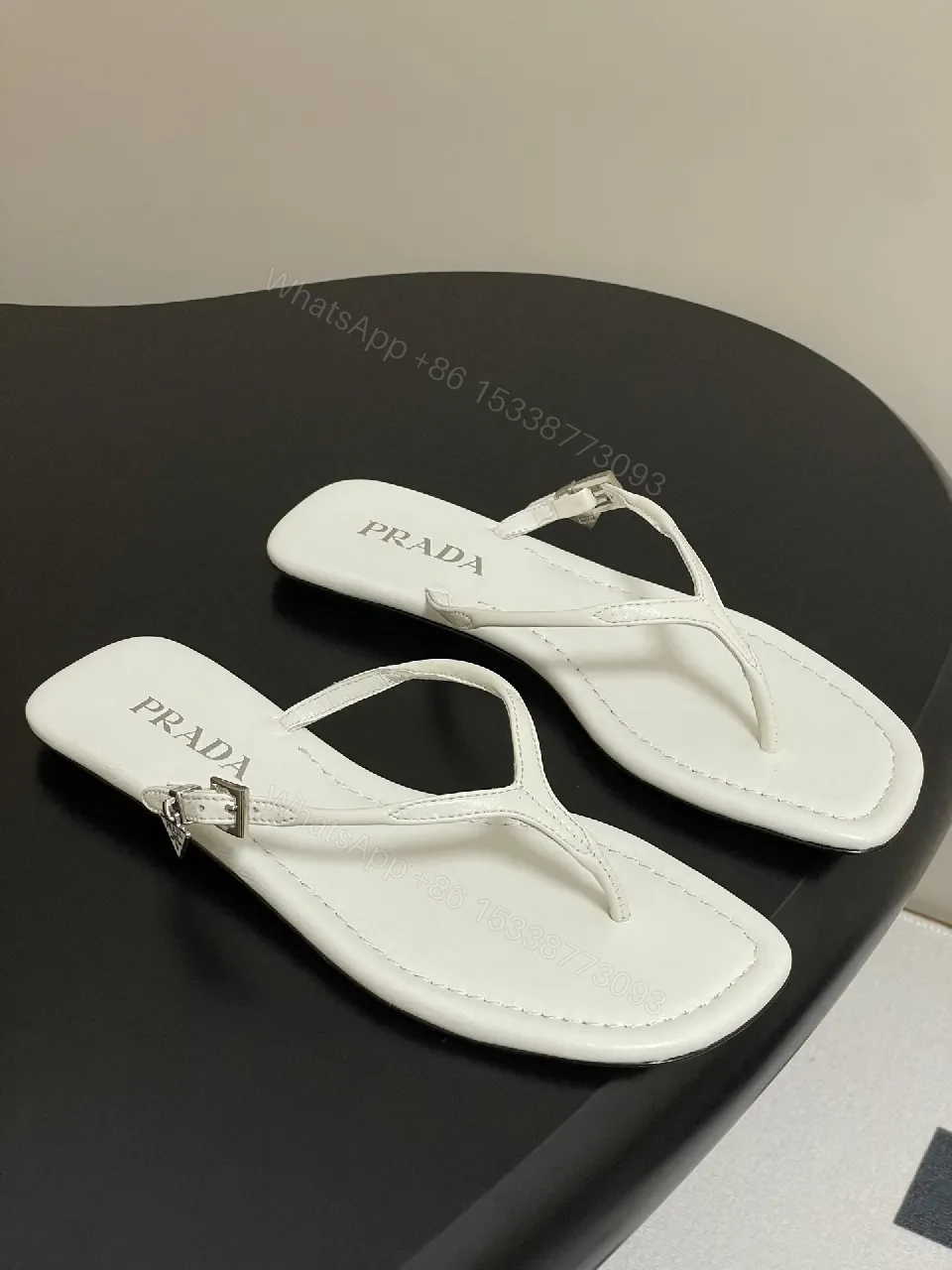 View 2 of Minimalist White Leather Sandals with Delicate Straps — All-Day Comfort