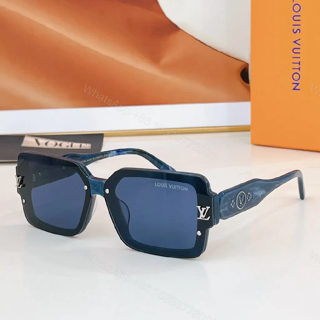View 6 of Bold Frame Sunglasses with LV Detailing - Square Acetate Shades