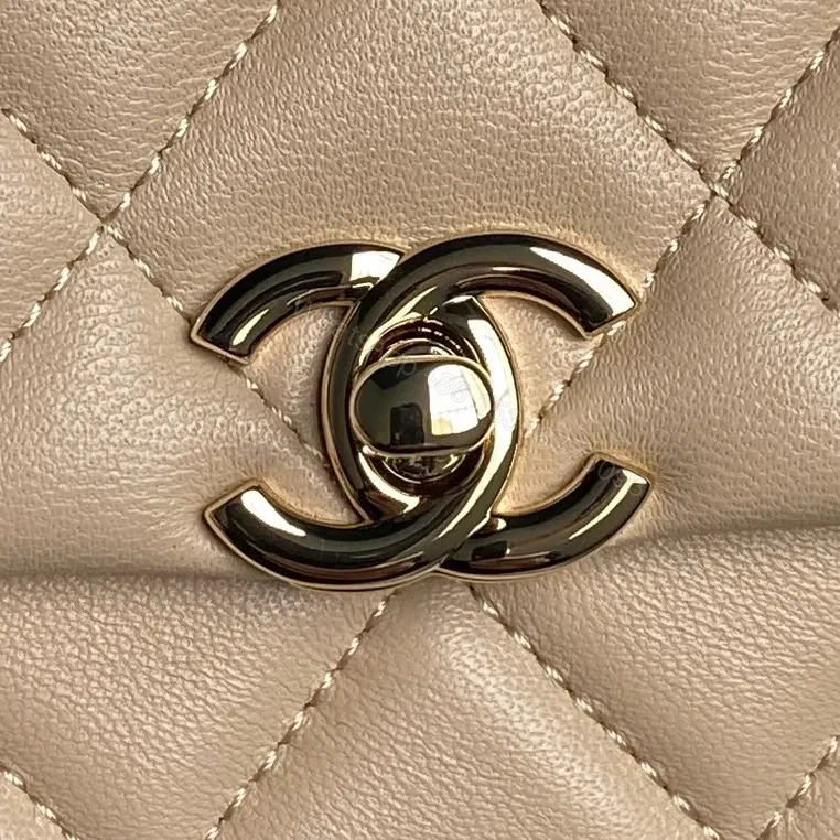 View 6 of Toasted Beige Quilted Leather Shoulder Bag — Gold Chain, Compact Lux