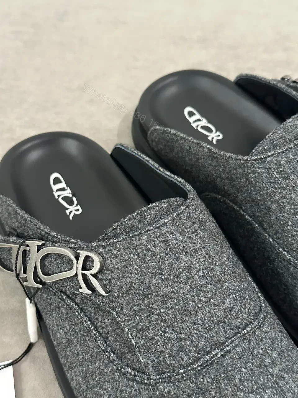 View 2 of Gray Woolen Sleek Style Buckle-Accent Platform Shoes