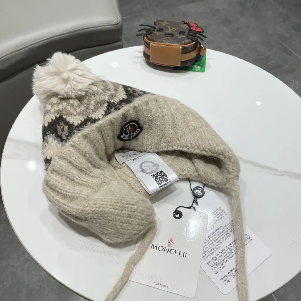 View 9 of Cozy Diamond Knit Beanie with Pom Pom—Premium Wool Blend