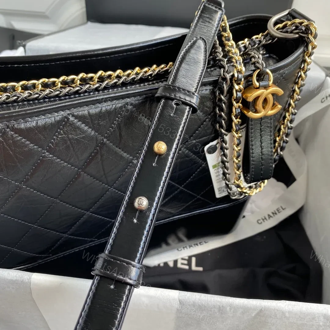 View 6 of CHANEL GABRIELLE MEDIUM 28 HOBO BAG IN BLACK CALFSKIN