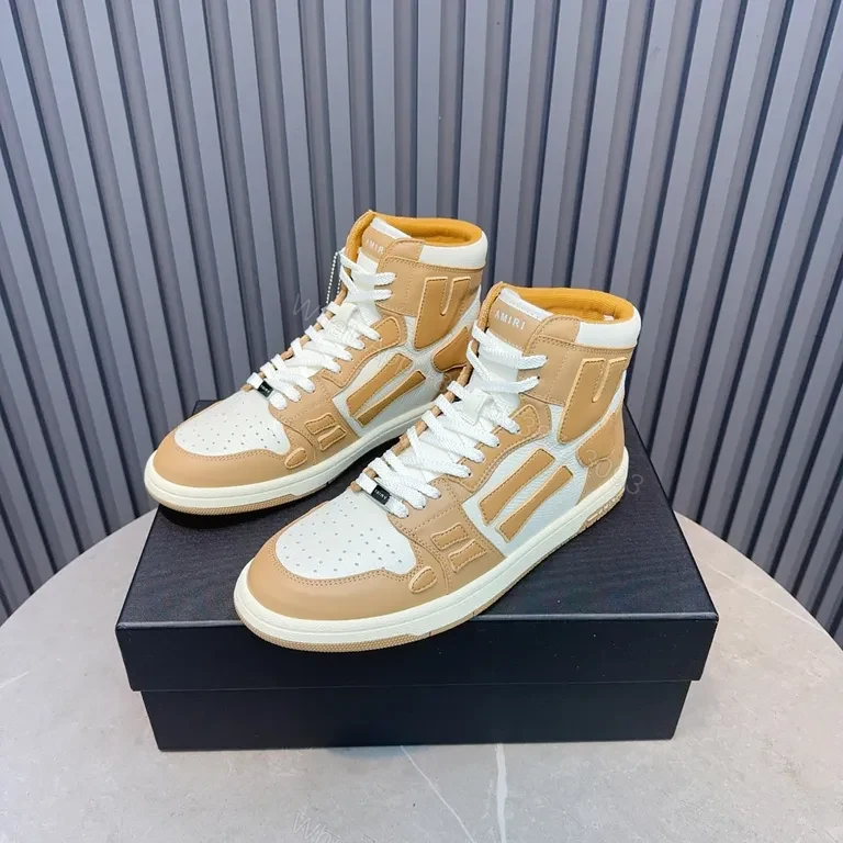 View 7 of Neutral Tan & Off-White High-Top Sneaker: Luxury Comfort